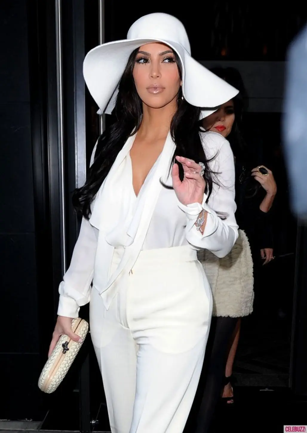 Kim Kardashian in All White 70's Inspired Look