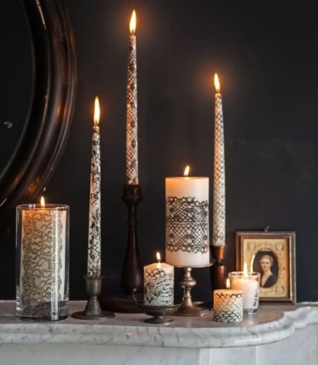 Lace Covered Candles