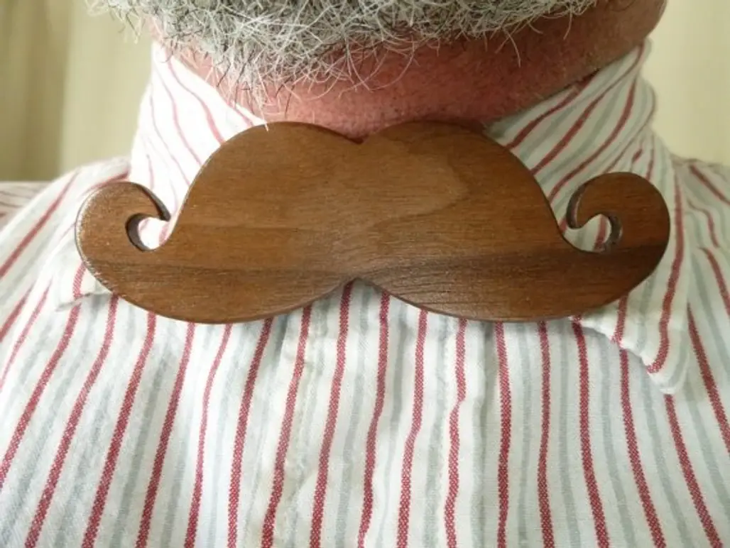 Wood Mustache Bow Tie