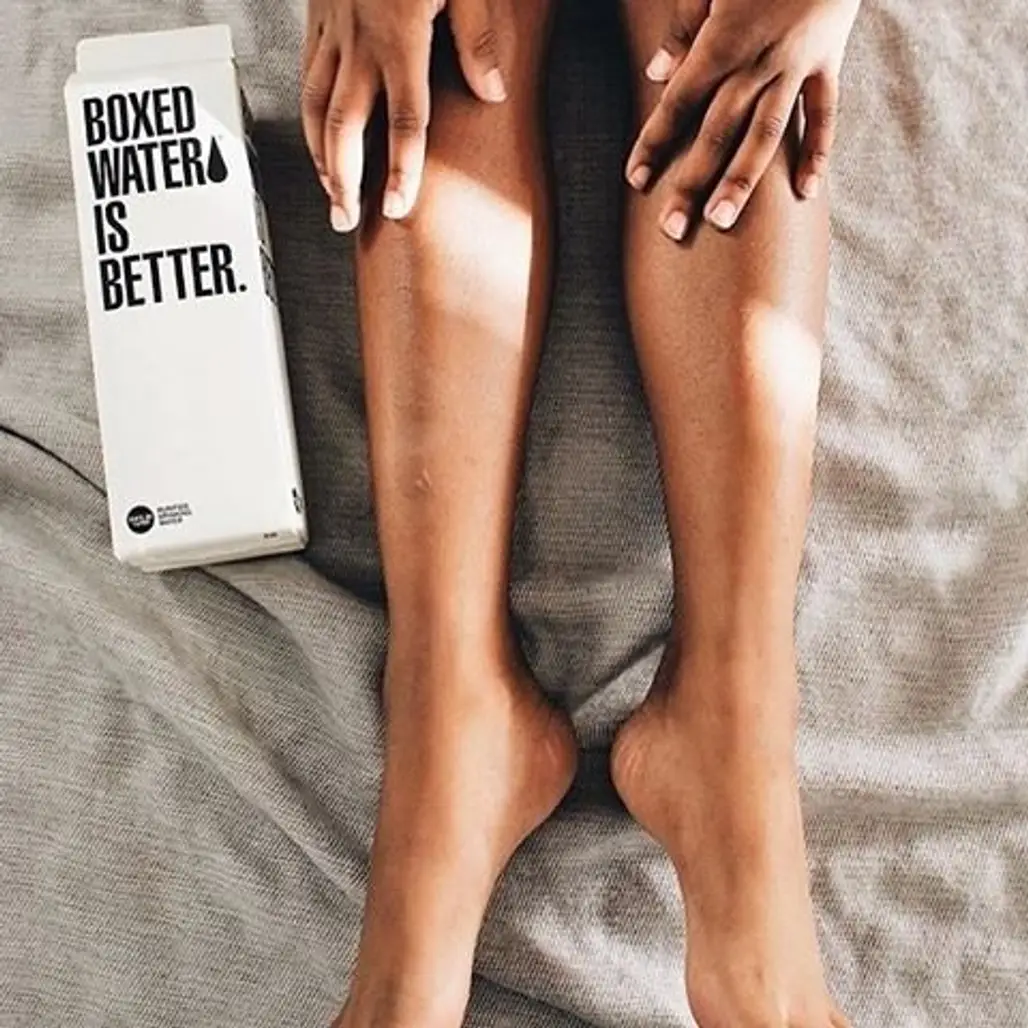 Boxed Water, clothing, leg, thigh, muscle,