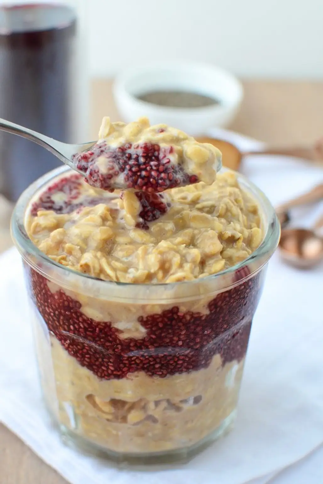 Peanut Butter and Jelly Overnight Oatmeal