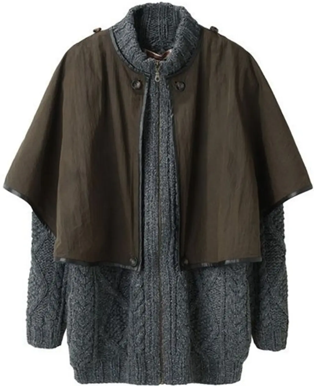 United Bamboo Cable Knit Jacket with Cape