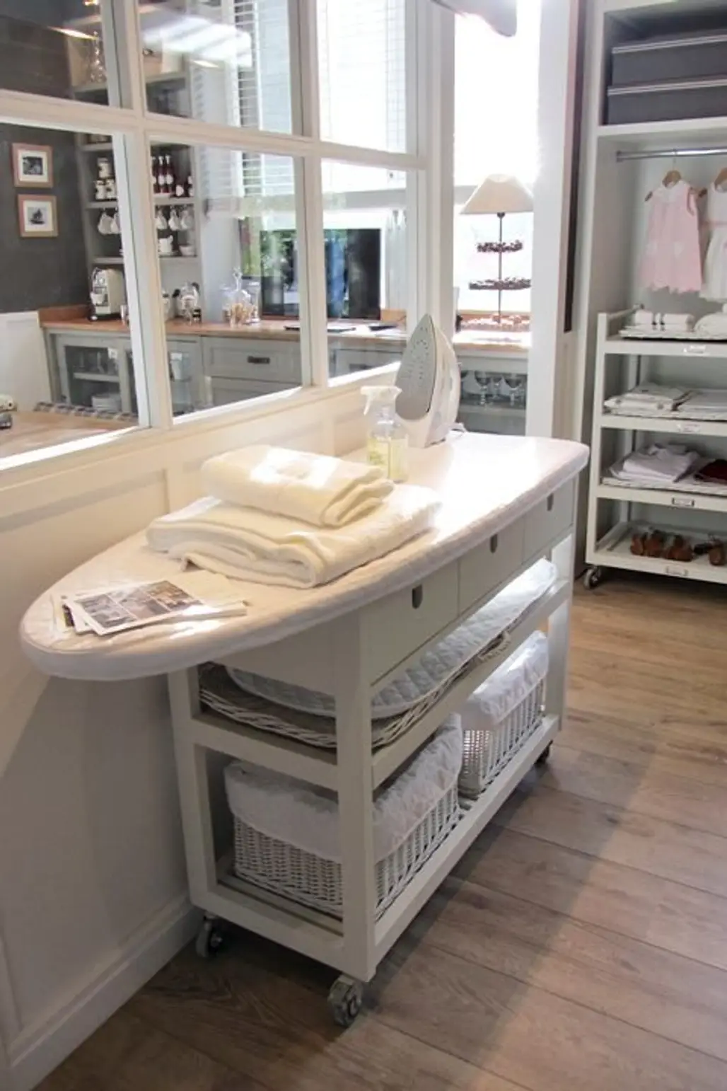 Take a Kitchen Island and Attach an Ironing Board