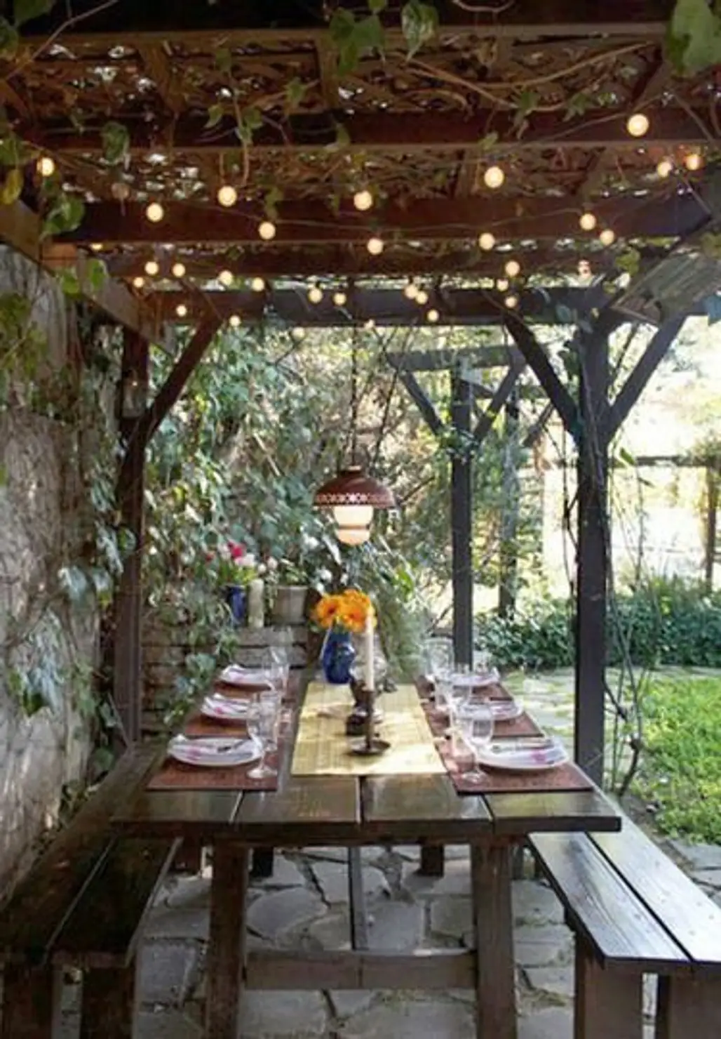 An Arbor and Vine with Picnic Table