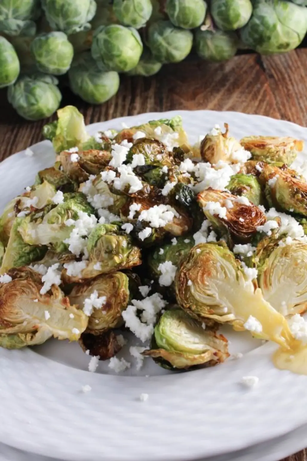 Crispy Brussels Sprouts with Goat Cheese and Honey