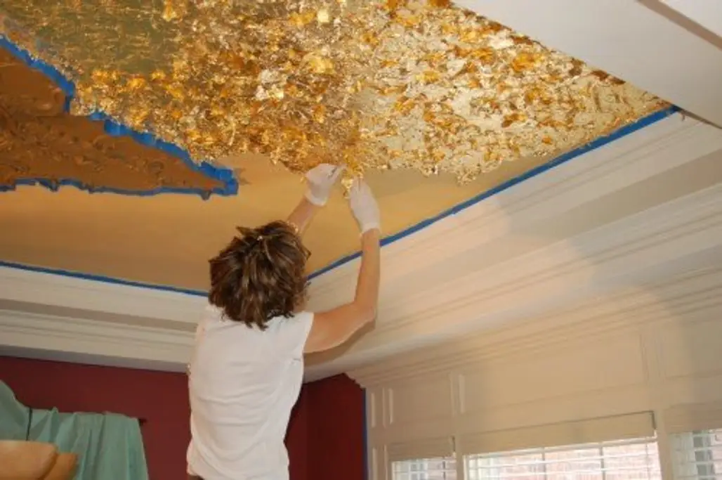 Awesome Powder Room - DIY Gold Leaf Ceiling
