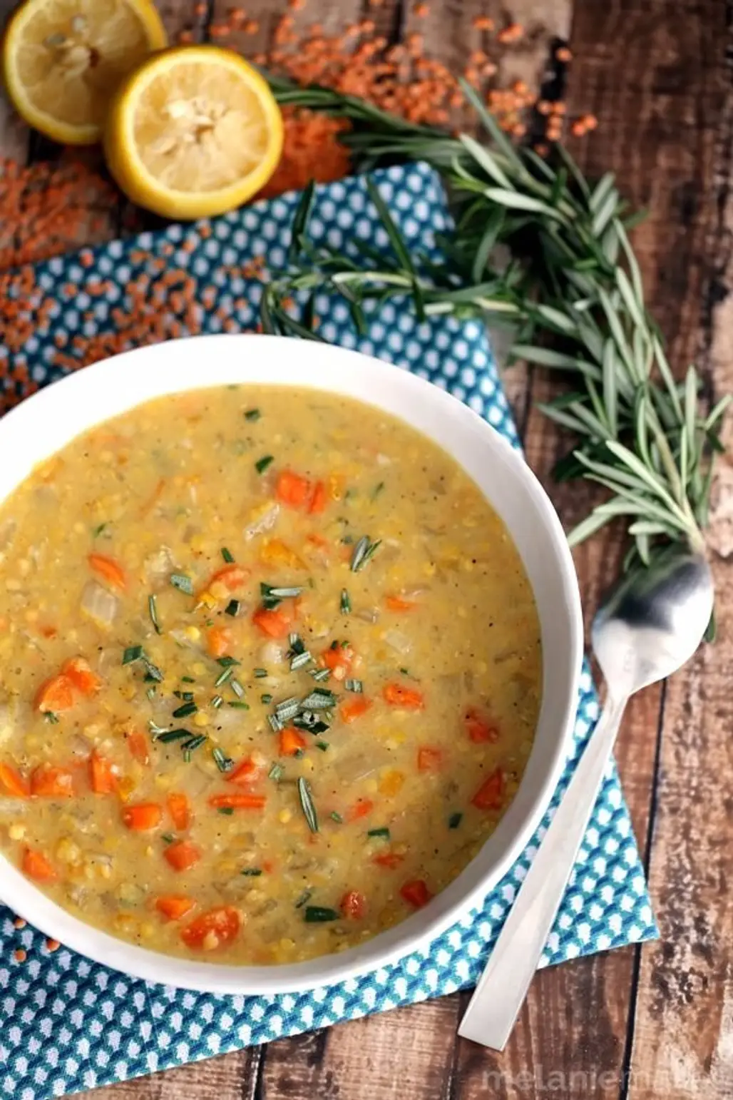 Lentil Soup with Vegetables, Lemon and Rosemary
