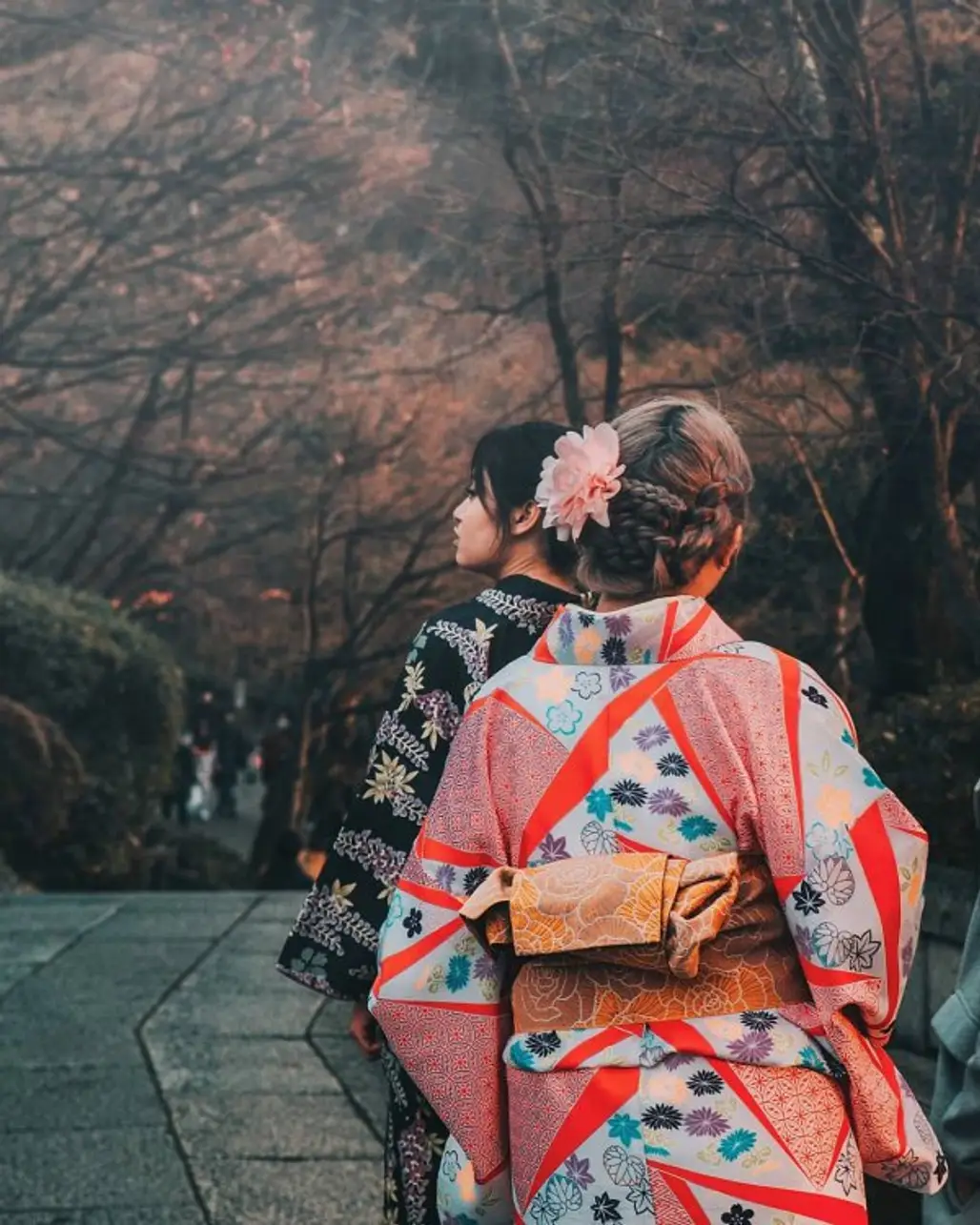 woman, clothing, geisha, kimono, temple,