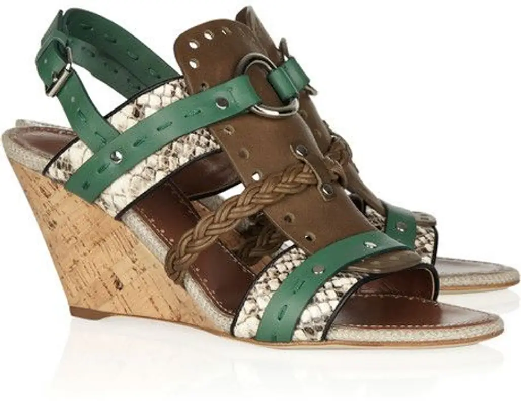 Proenza Schouler Leather and Cork Wedge Sandals