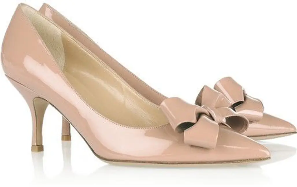 Valentino Bow Embellished Patent Leather Pumps