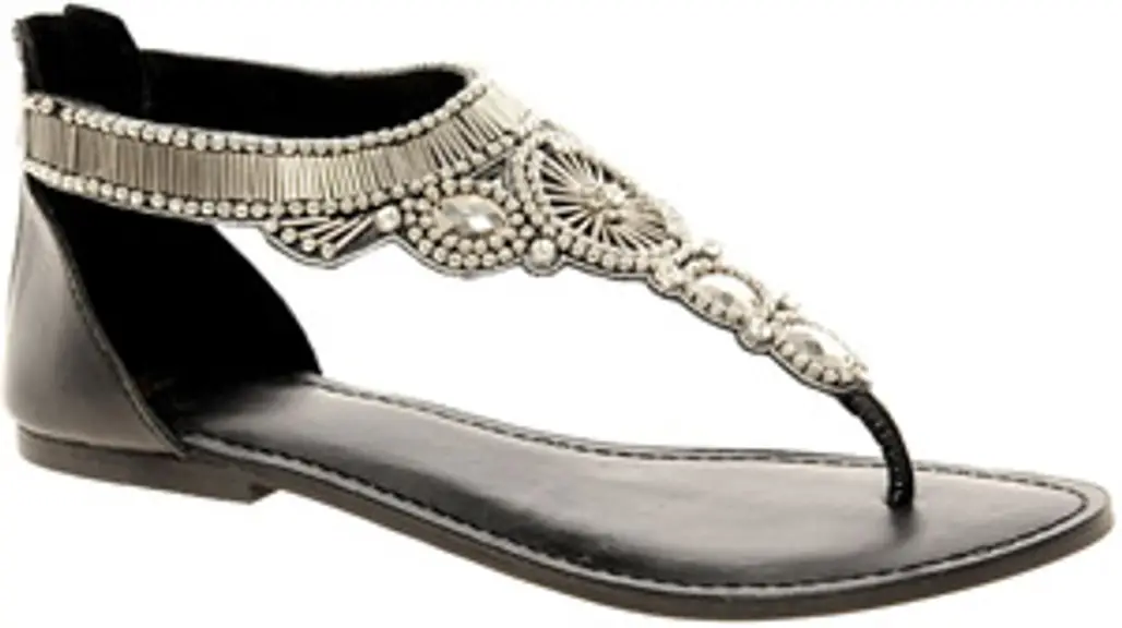 Leather Flat Sandals with Embellishments