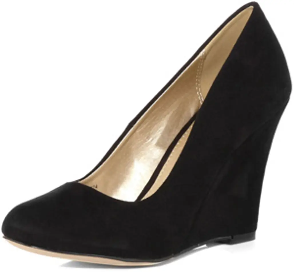 Black Wedge Court Shoes