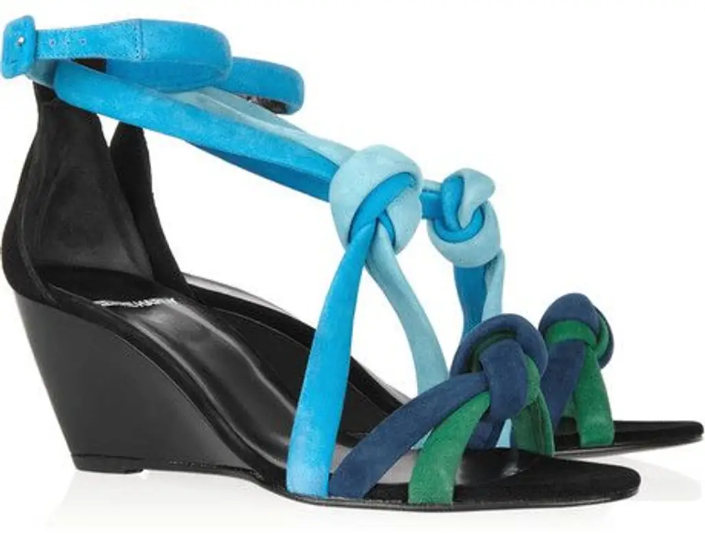 Pierre Hardy Knotted Suede Wedge Sandals