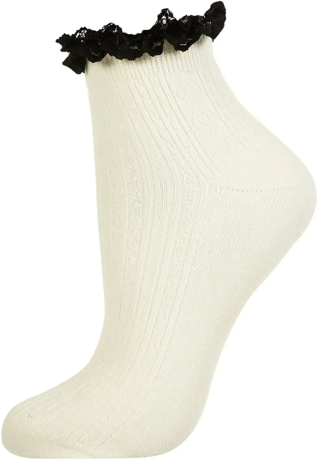 Cream Lace Trim Ankle Socks