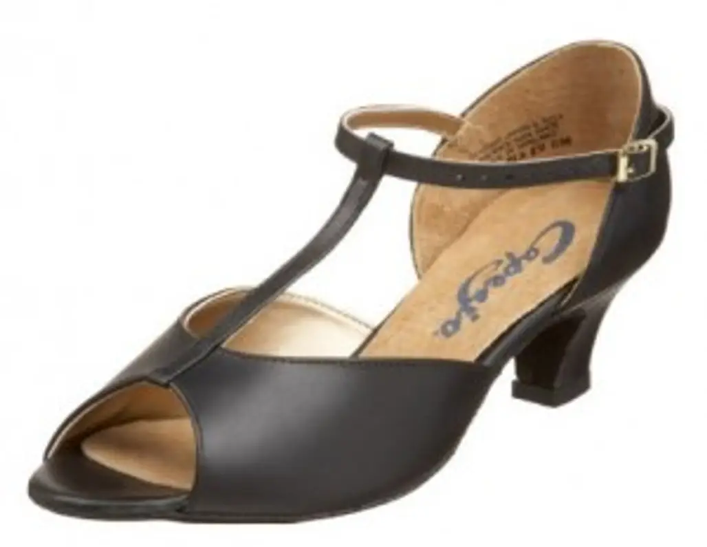 Capezio Women's BR14 Latina T-Strap 1.5" Flared Heel Sandal in Suntan