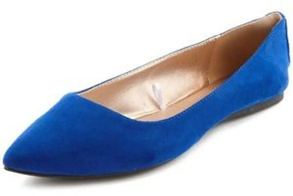 Sueded Pointy Toe Ballet Flat