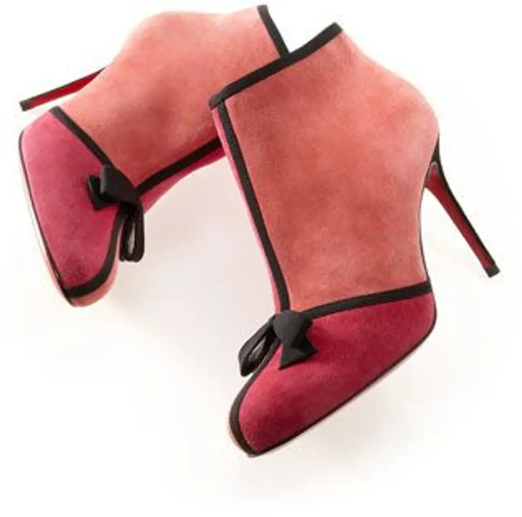 Christian Louboutin Arnoeud Grosgrain-Bow Suede Ankle Boot