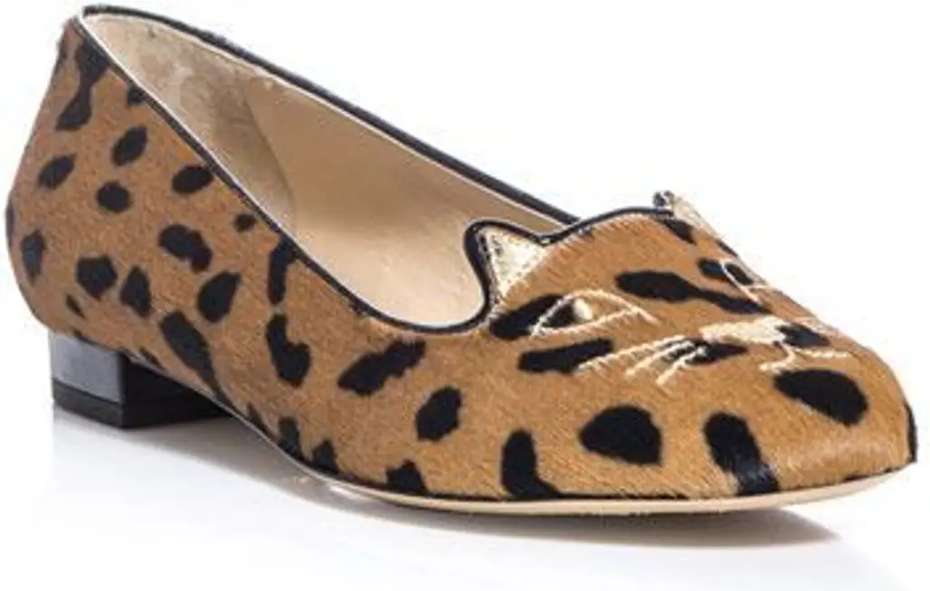 Charlotte Olympia Kitty Leopard Flats