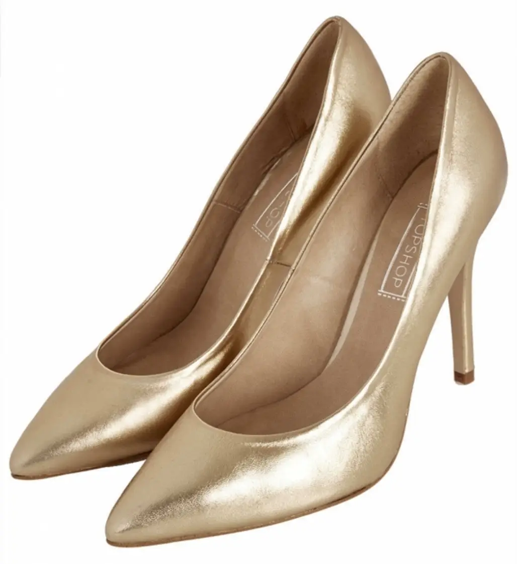 Gold Pointed Court Shoes