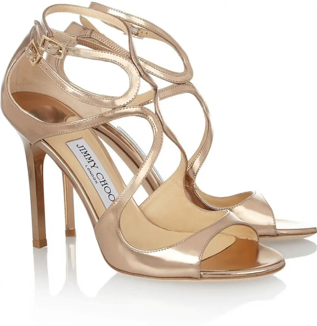 Gold Curved Strap Sandals