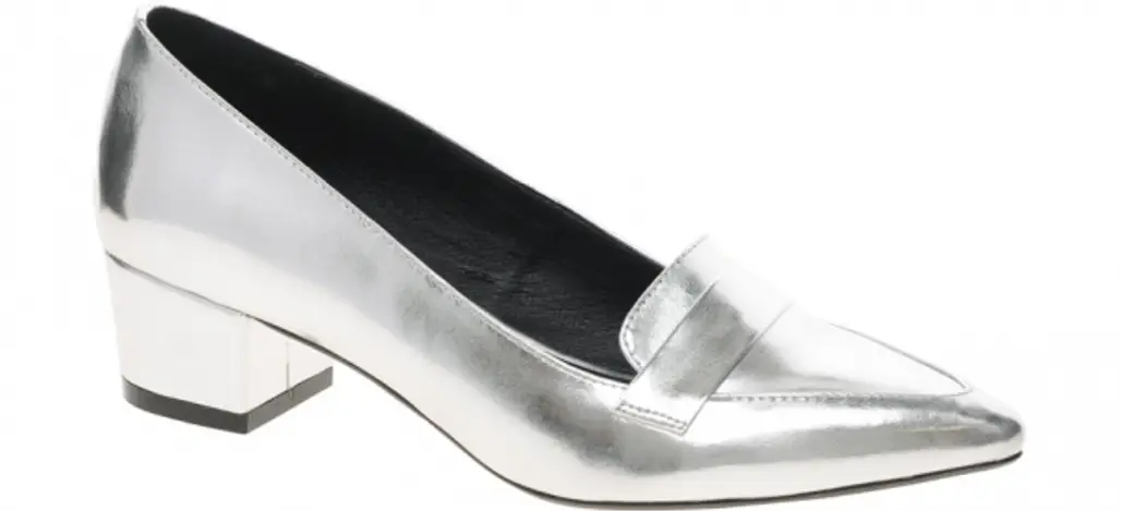 Silver Pointed Loafers