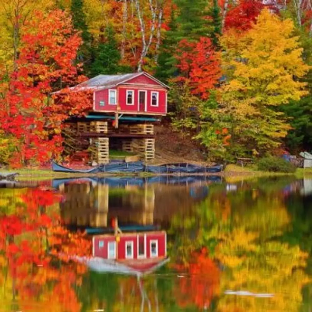 reflection, nature, leaf, waterway, autumn,