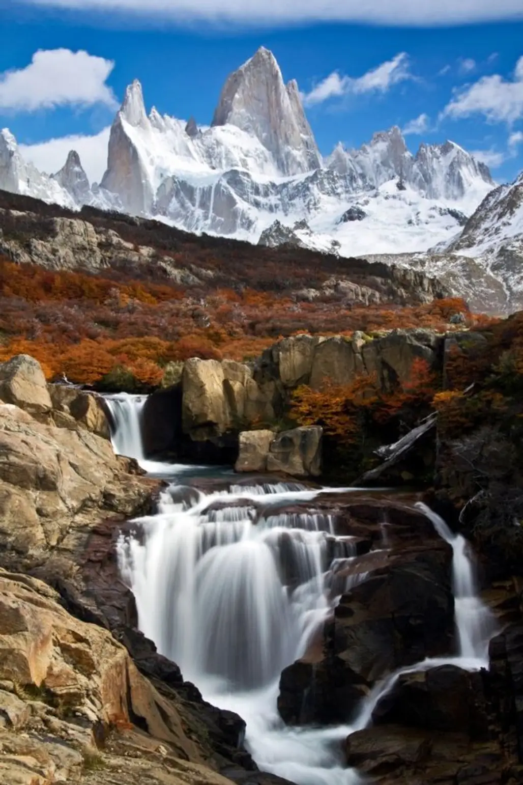 Monte Fitz Roy,waterfall,mountainous landforms,body of water,wilderness,