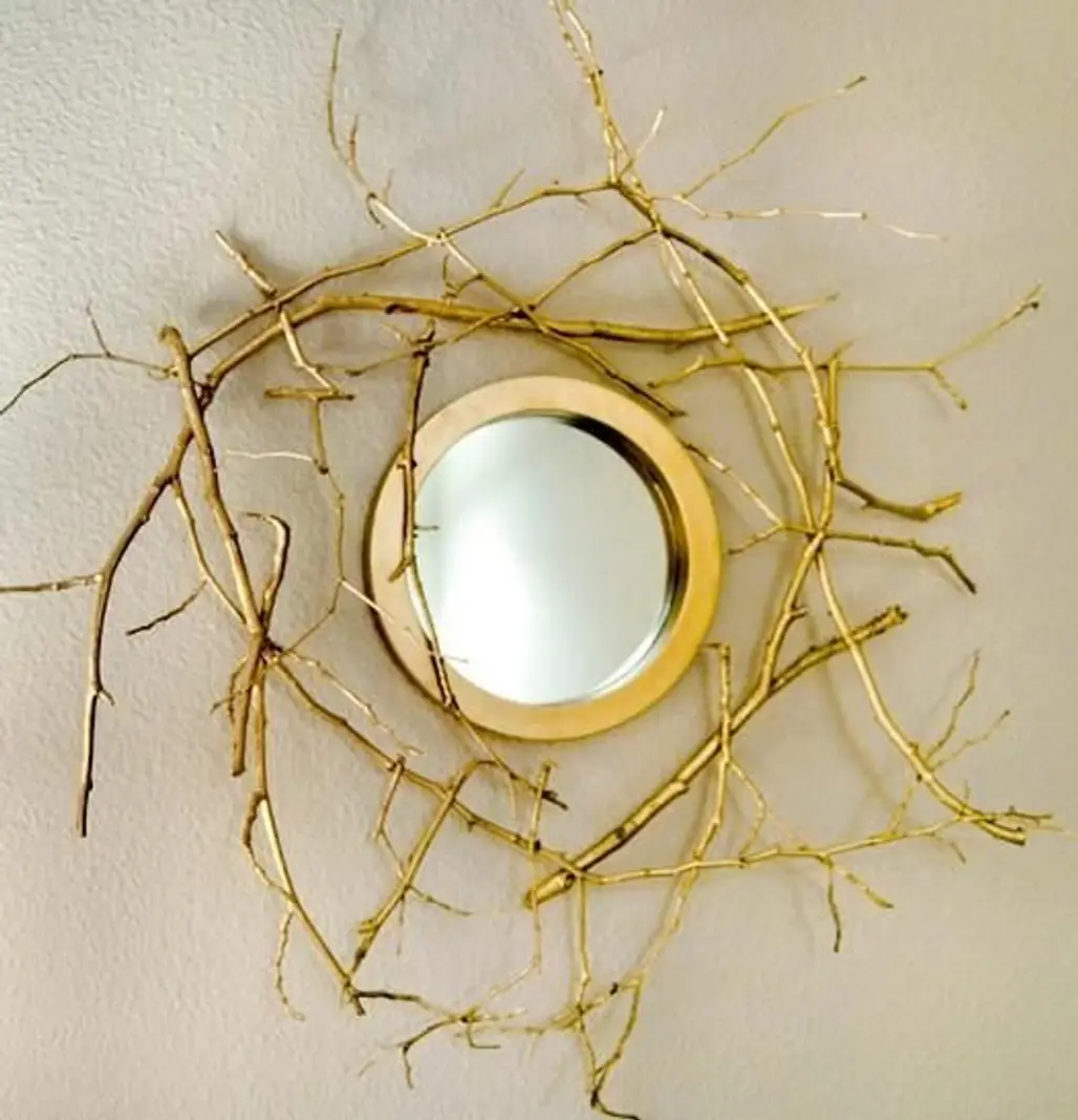 DIY Gold Branch Mirror