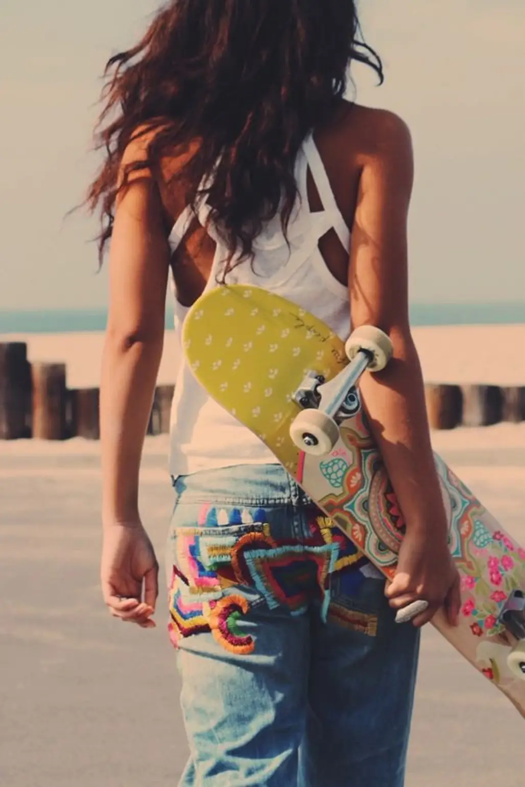Bright Embroidered Jeans and Cool Cut out Tank