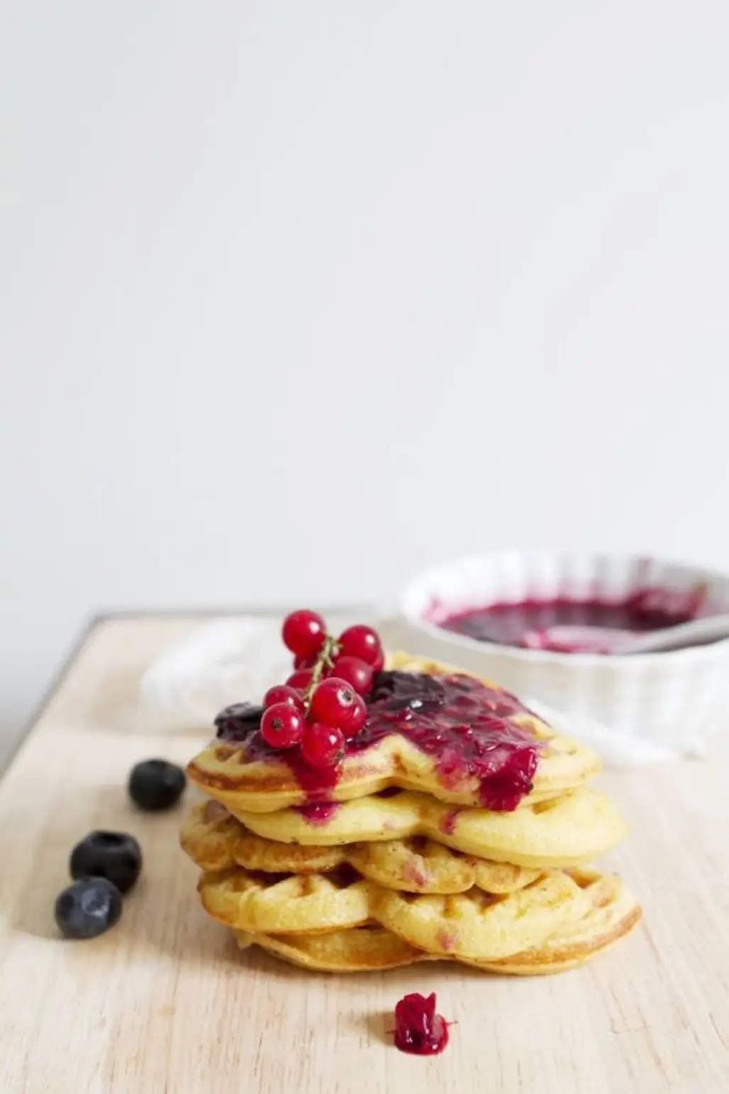 Lemon Waffles with Berry Compote