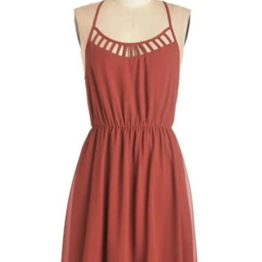 ModCloth Mid-length Racerback a-line on Your Lunch Break Dress in Vermillion