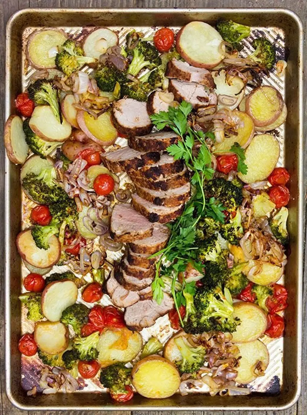 Spice Crusted Pork Potatoes and Vegetables