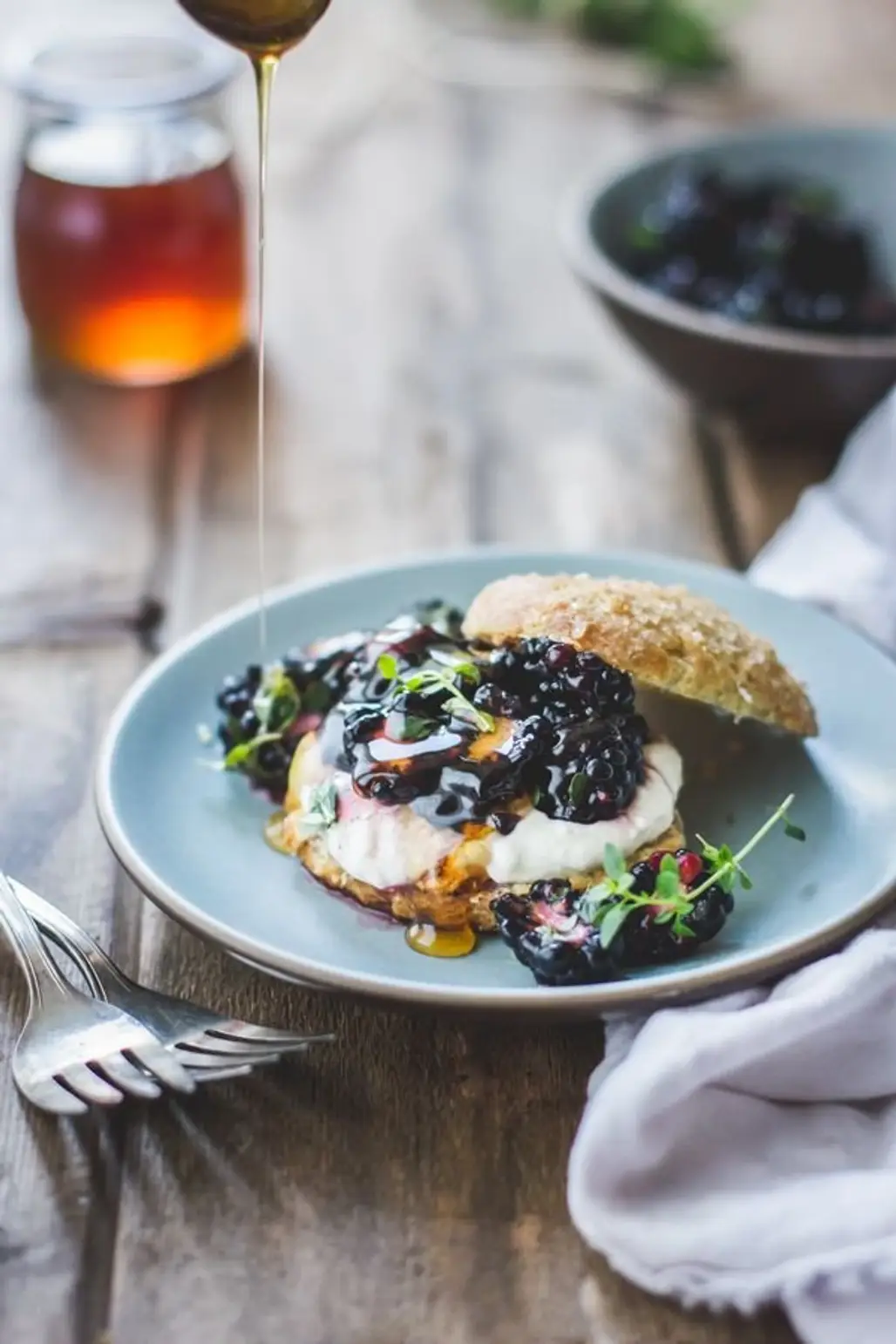 Ricotta Blackberry Shortcakes with Honey and Thyme