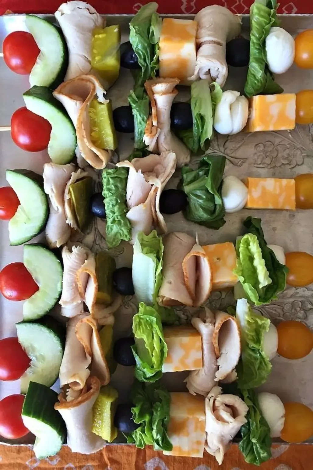 Turkey Sandwich Kebabs with Pickles