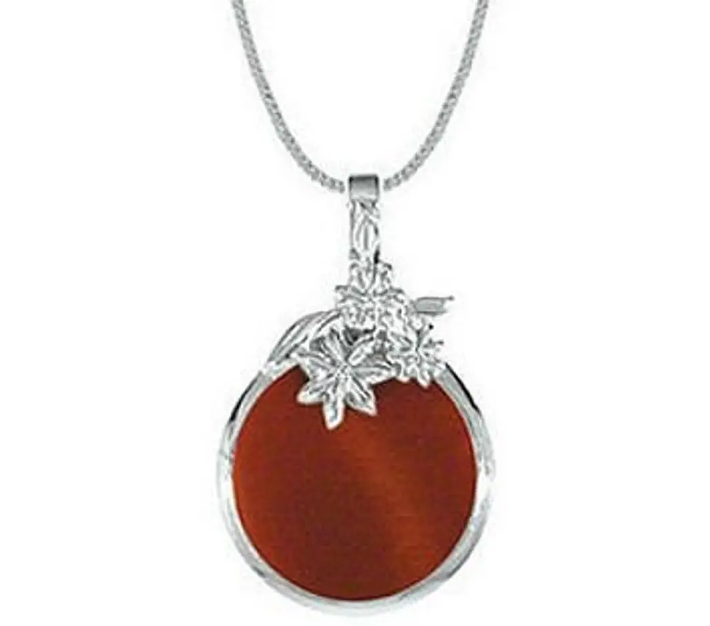 Carnelian and Sterling Silver Flower Necklace