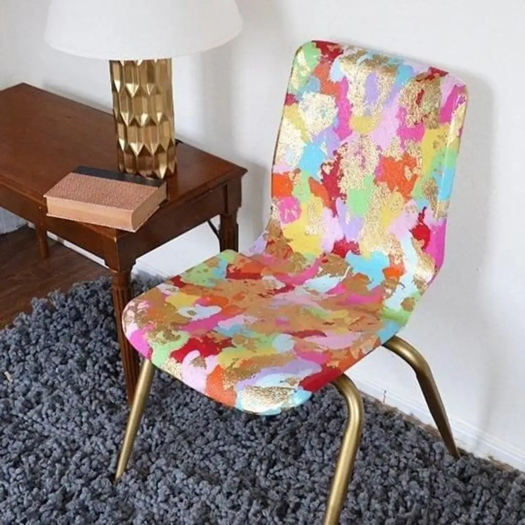 Gold Leaf and Paint Transform an Old Plastic School Chair