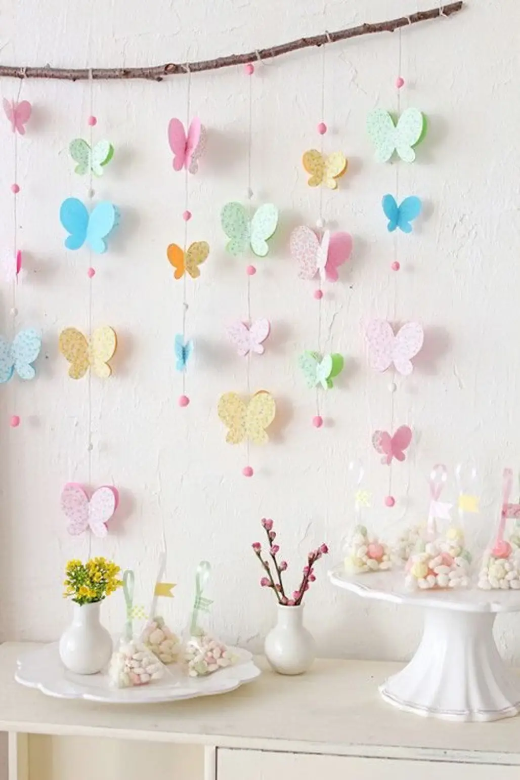 Hang Paper Butterflies from a Branch for a Pretty Backdrop