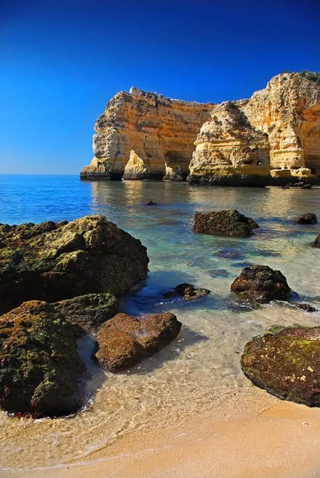 Praia da Marinha,coast,shore,sea,rock,