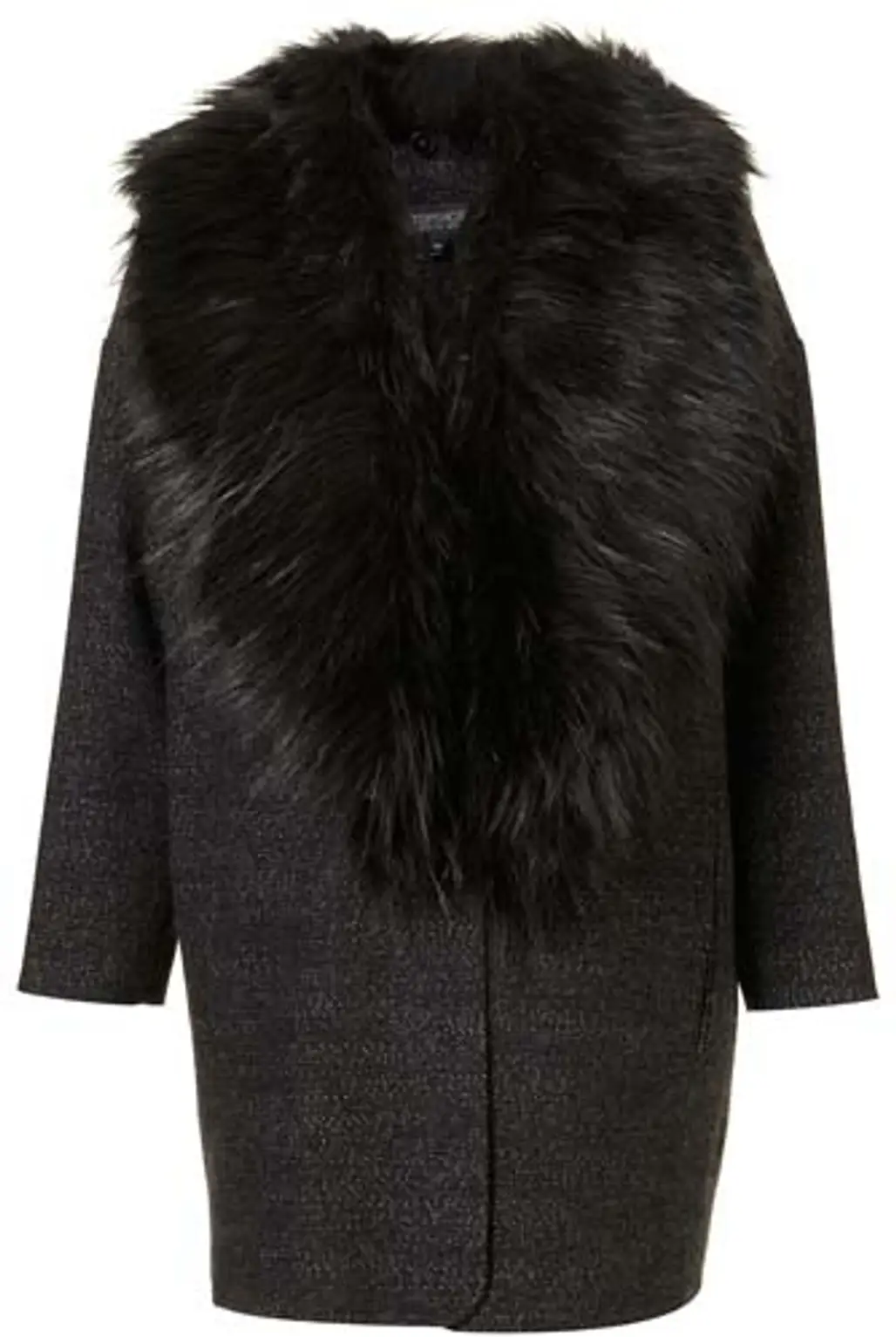 Topshop Tweed Faux Fur Collar Boyfriend Coat