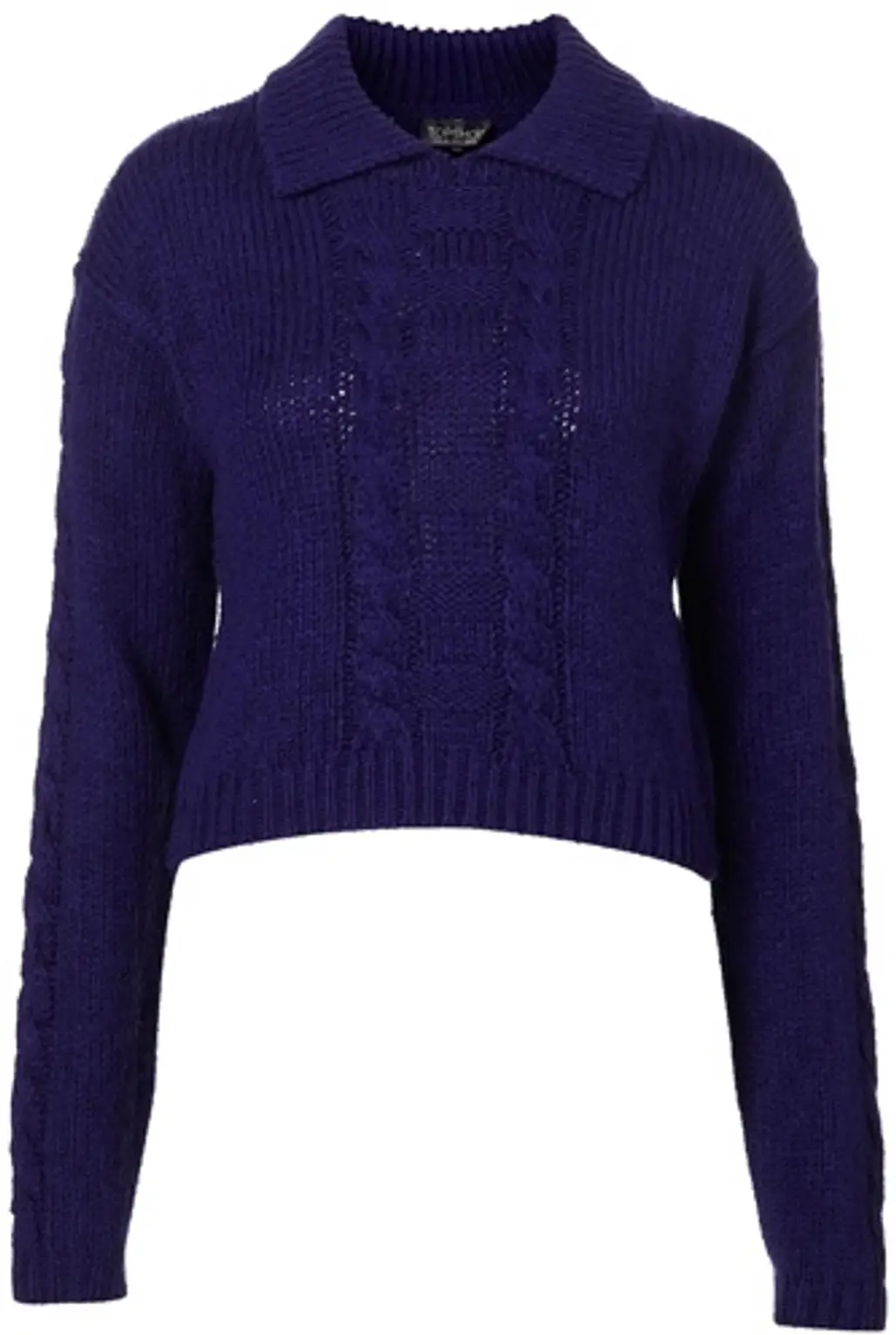 Knitted Cable Collar Crop Jumper