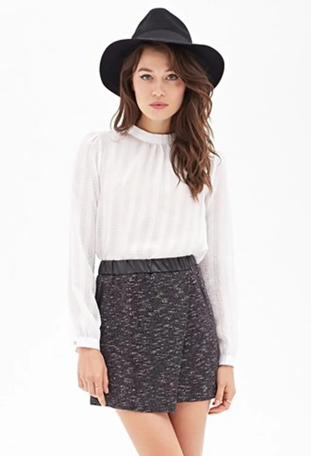 Faux Leather & Tweed Skirt