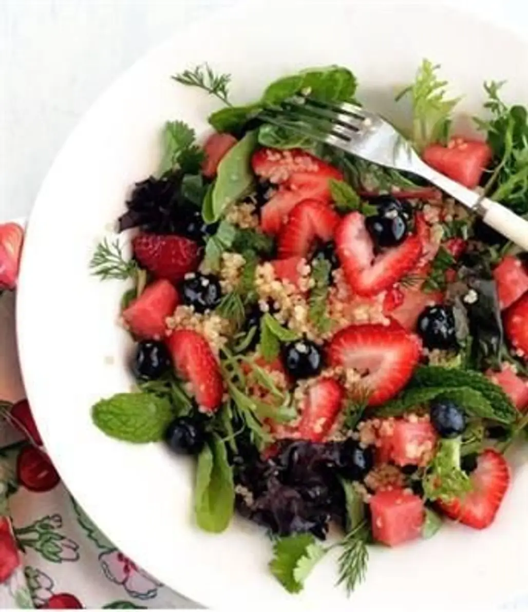Quinoa Salad with Blueberries, Strawberries and Watermelon