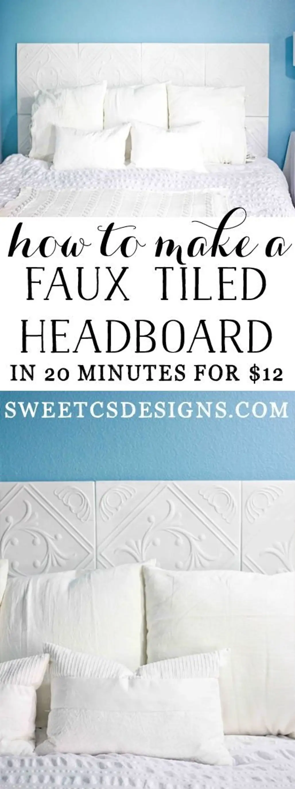 How to Make a Faux Tiled Headboard-