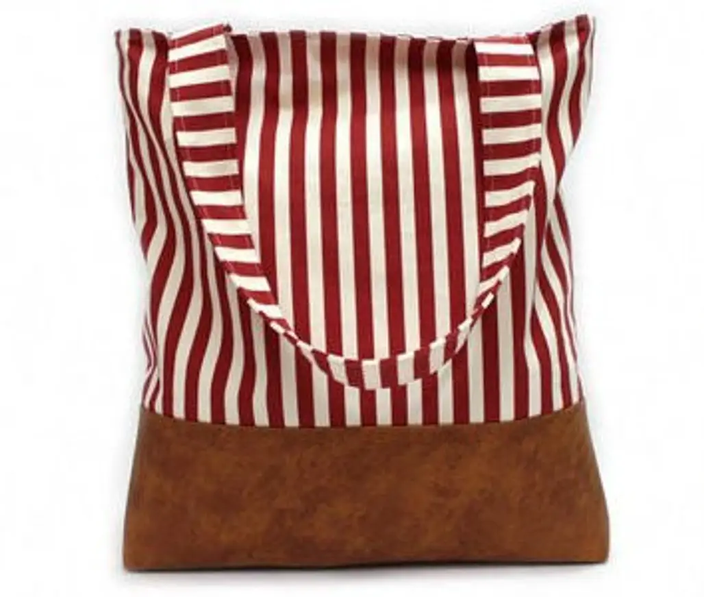 Red and White Tote Bag