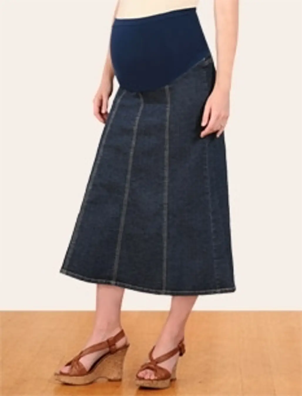 Secret Fit Belly Midcalf Length Stretch Fabric Maternity Skirt