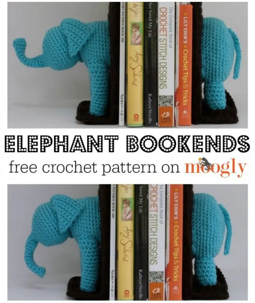 Crochet Elephant Bookends