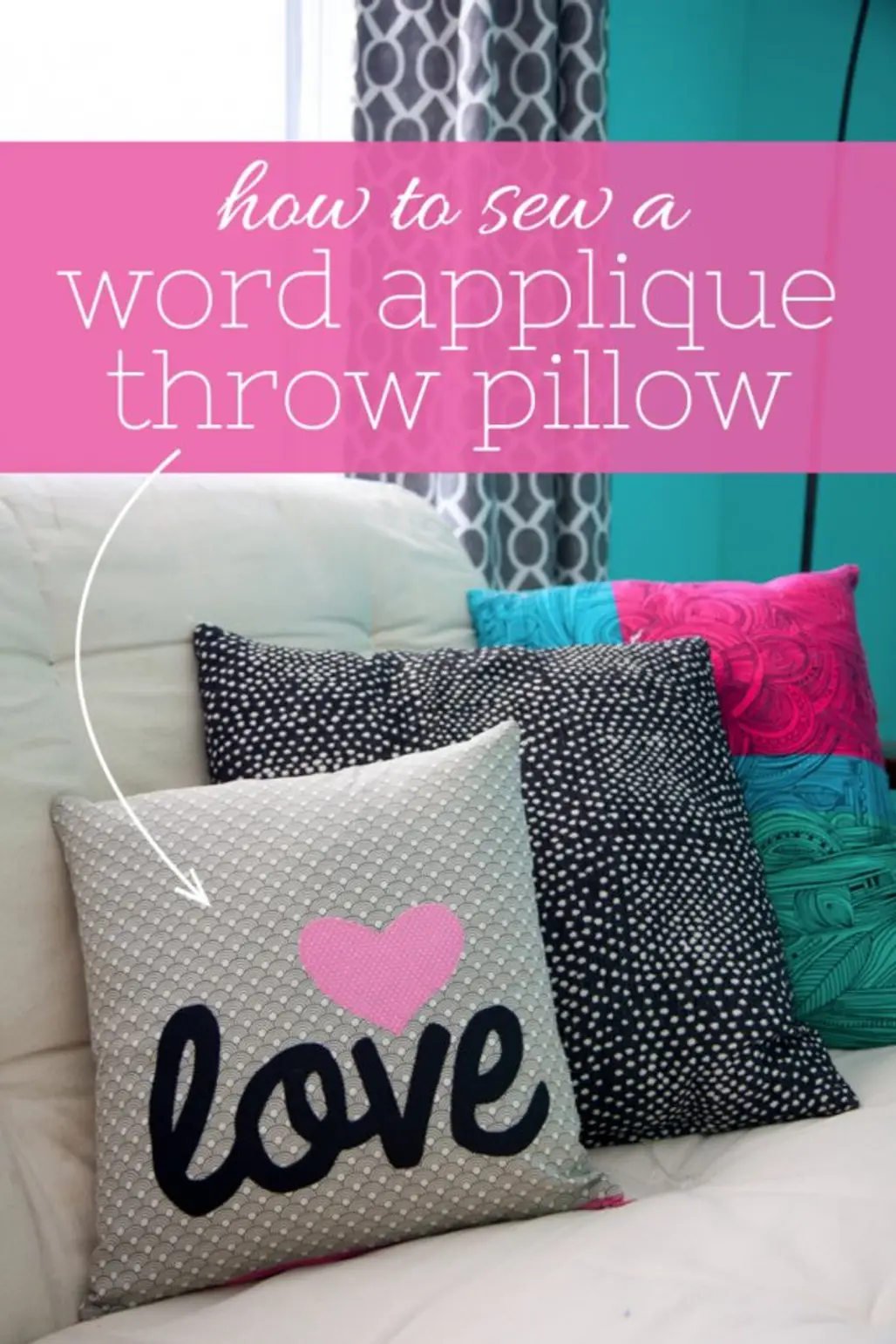 Word Applique Throw Pillow