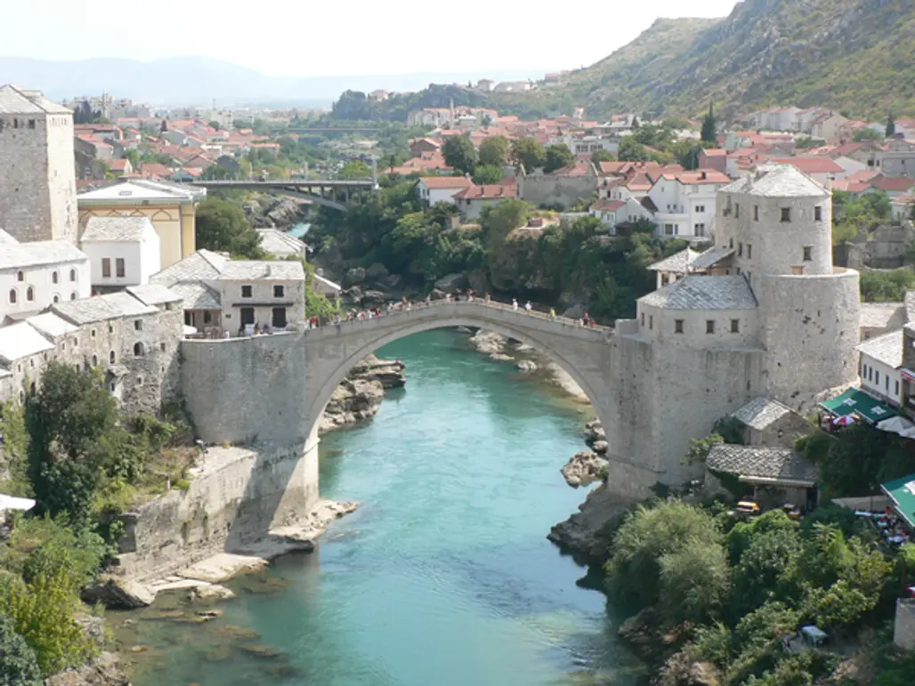 Cross the Stari Most Bridge in Mostar, Bosnia