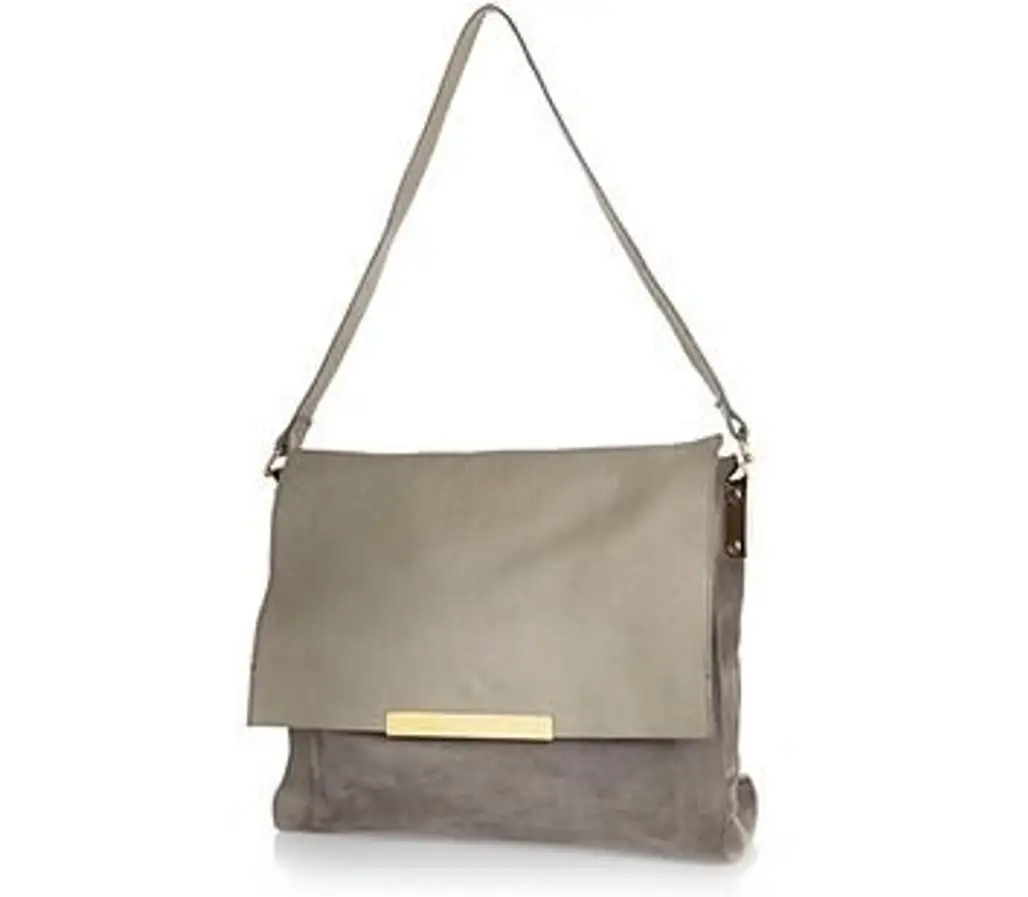 River Island Women's Grey Leather and Suede Slouch Underarm Bag