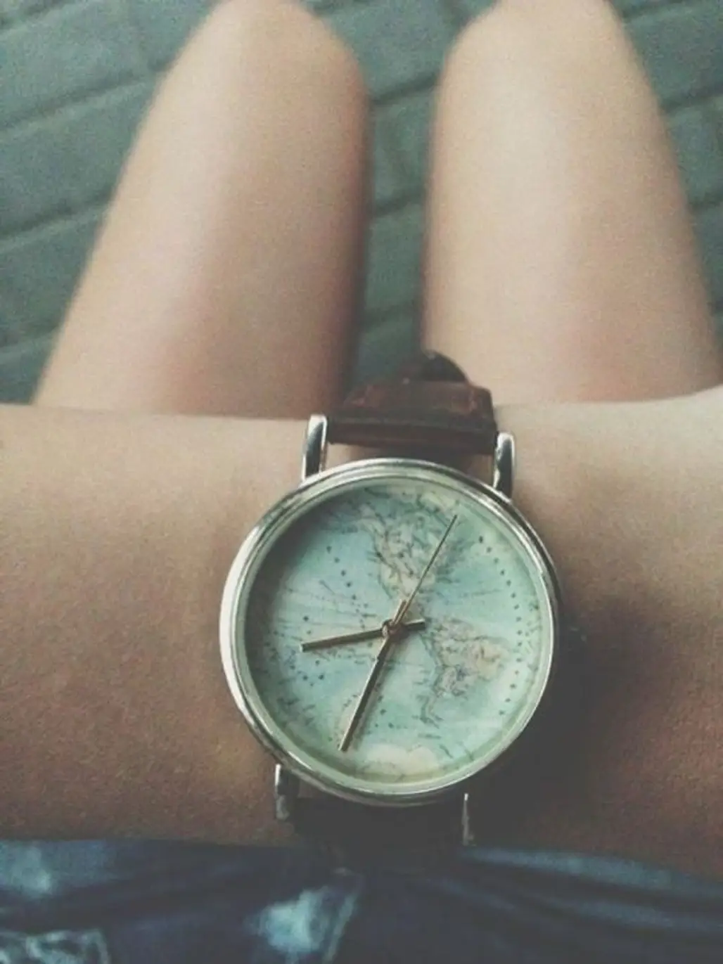 World Map Leather Watch